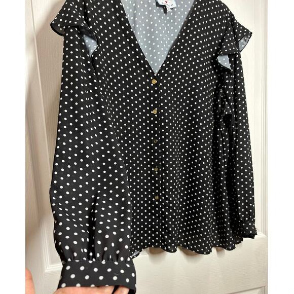 Draper James x Eloquii Women 20 Polka-Dot V-Neck Button Down Professional Top - Picture 6 of 9